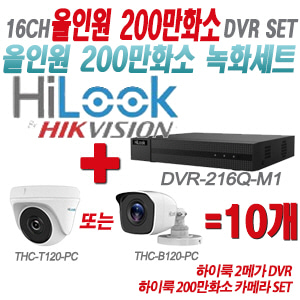 [올인원-2M] DVR216QM1 16CH + 하이룩 200만화소 카메라 10개 SET (실내형/실외형 3.6mm 출고)